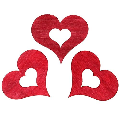 Floristik24 Corazón de madera para espolvorear rojo 4cm 72uds