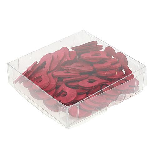 Artículo Corazón de madera para espolvorear rojo 4cm 72uds