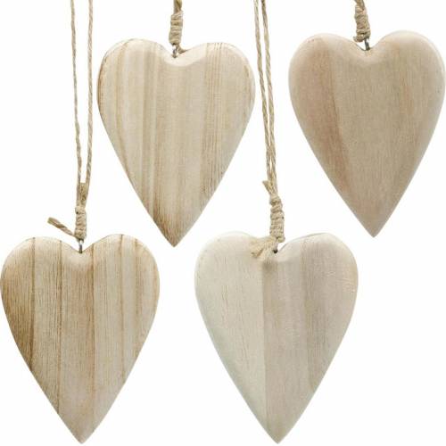 Corazones de madera para colgar natural 10cm 4uds