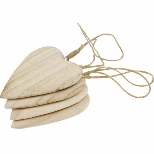 Floristik24 Corazones de madera para colgar natural 10cm 4uds