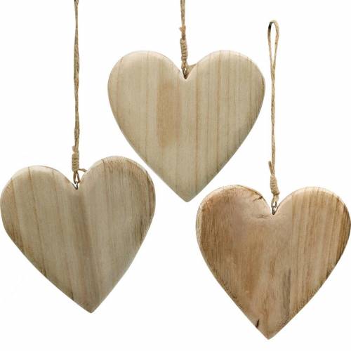 Floristik24 Corazón de madera para colgar naturaleza Corazones decorativos Día de San Valentín Día de la Madre 3pcs