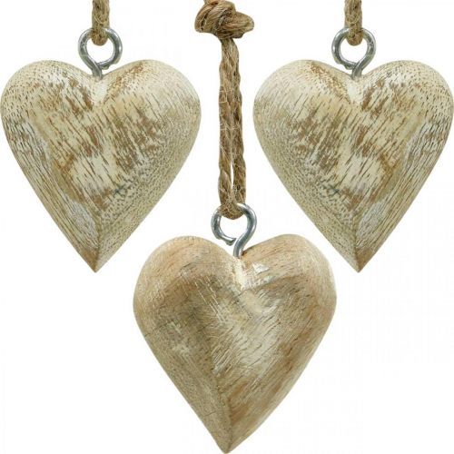 Artículo Adornos para árboles de Navidad con forma de corazón de madera 4,5 cm 36 piezas
