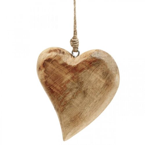 Floristik24 Corazón de madera, colgante de corazón de madera de mango 9×9cm 4pcs