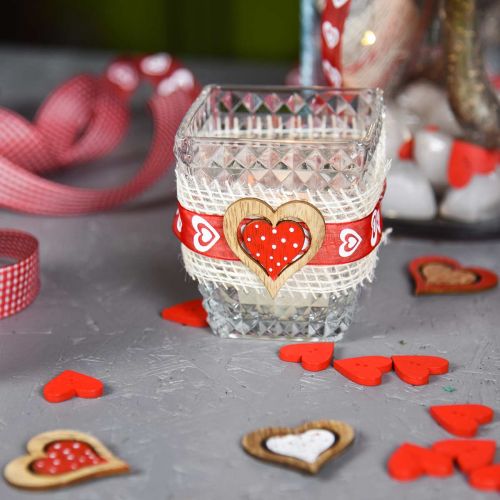 Floristik24 Botones de corazón de madera 2,5 cm rojo 48 piezas