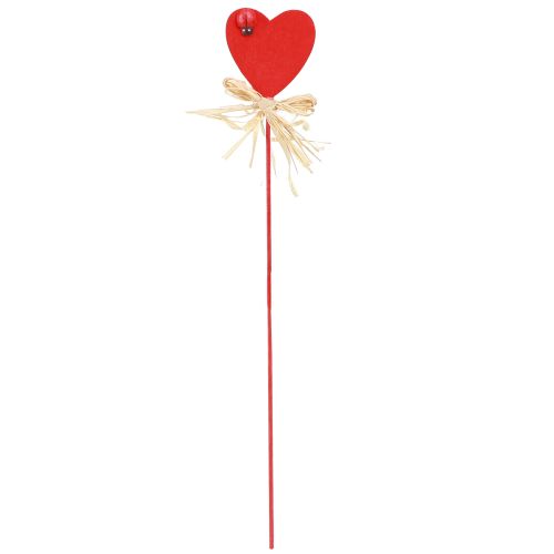 Artículo Tapón decorativo corazones de madera corazones con mariquitas rojo 4cm 16 piezas