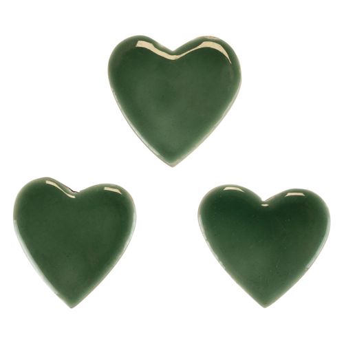 Artículo Corazones de madera corazones decorativos verde madera brillante 4,5cm 8ud