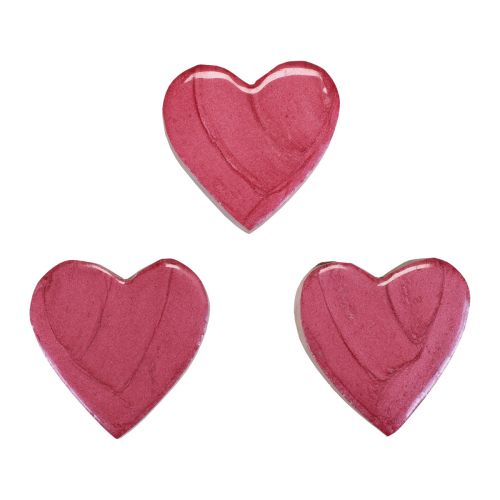 Artículo Corazones de madera corazones decorativos rosa brillante decoración dispersa 4,5 cm 8 piezas
