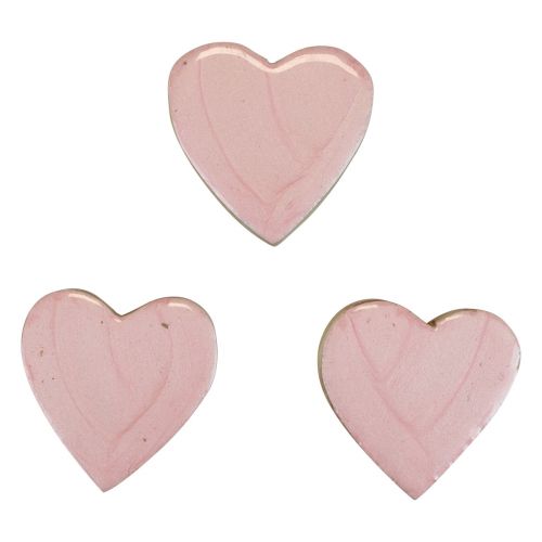 Floristik24 Corazones de madera corazones decorativos decoración de mesa rosa claro brillante 4,5 cm 8 piezas