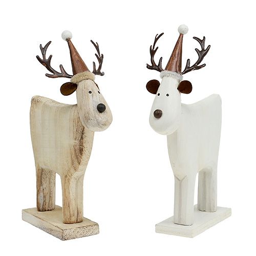 Floristik24 Ciervo de madera blanco H16,5cm 2pcs