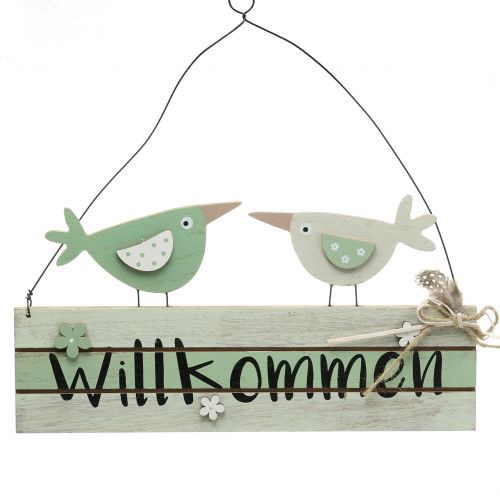 Letrero de madera &quot;Bienvenido&quot; Verde 29,5cm x 28cm 2pcs
