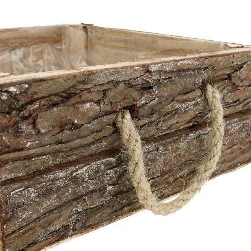 Floristik24 Caja de madera natural con asas de cuerda 25x25cm H9cm