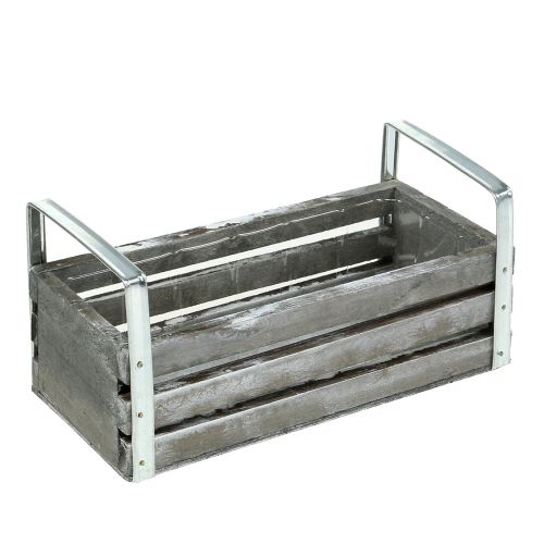 Caja de madera gris 20cm x 9cm H6cm con asas