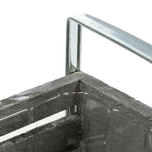 Floristik24 Caja de madera gris 20cm x 9cm H6cm con asas