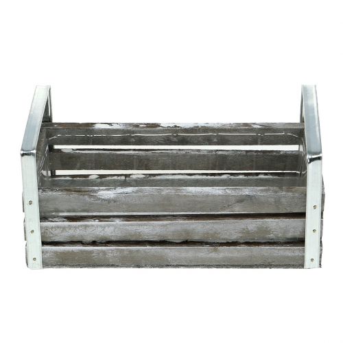 Floristik24 Caja de madera gris 20cm x 9cm H6cm con asas