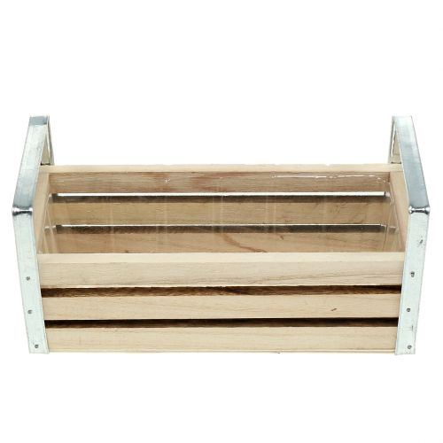 Floristik24 Caja de madera natural 20cm x 9cm H6cm con asas