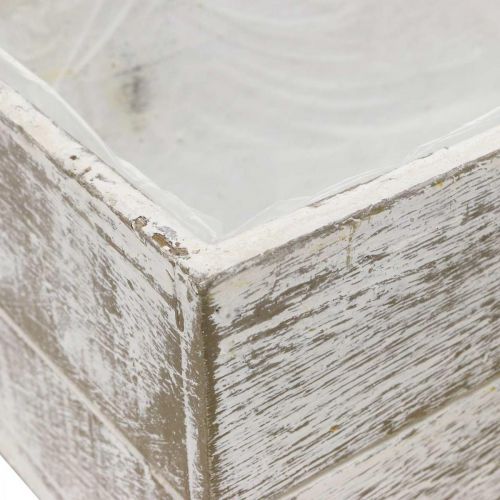 Floristik24 Macetero madera vintage crema, marrón 32×16/28×13cm juego de 2