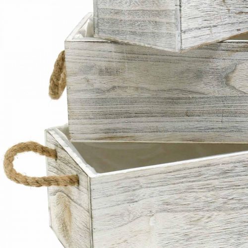 Floristik24 Caja de flores, caja de madera para plantar, macetero, juego de jardineras L35/30/25cm