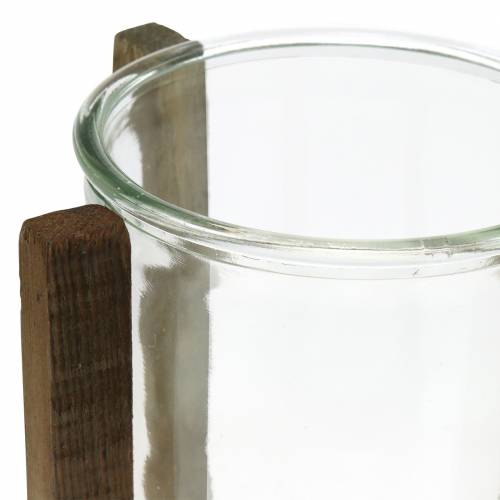 Floristik24 Candelero madera con cristal Ø15cm H18cm