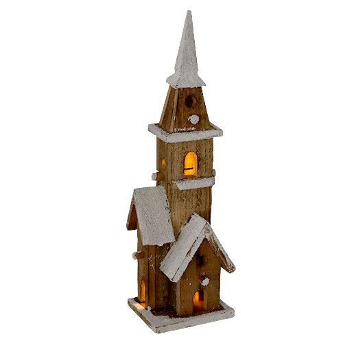 Floristik24 Iglesia de madera con iluminación 40cm
