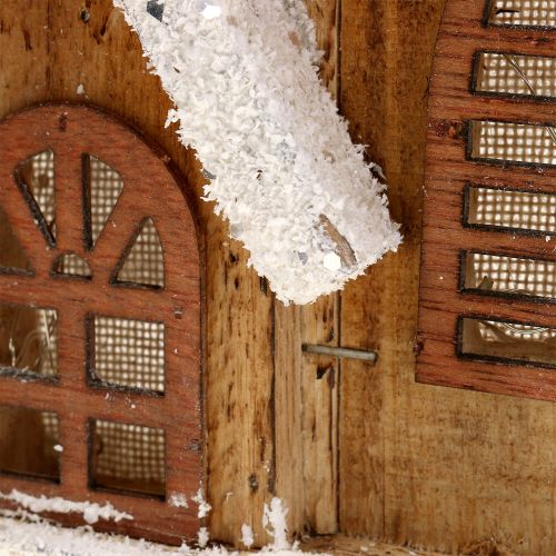 Floristik24 Iglesia de madera con iluminación LED blanco cálido 5L 16cm x 27cm