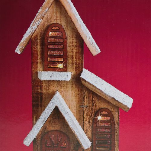 Floristik24 Iglesia de madera con iluminación LED blanco cálido 5L 16cm x 27cm