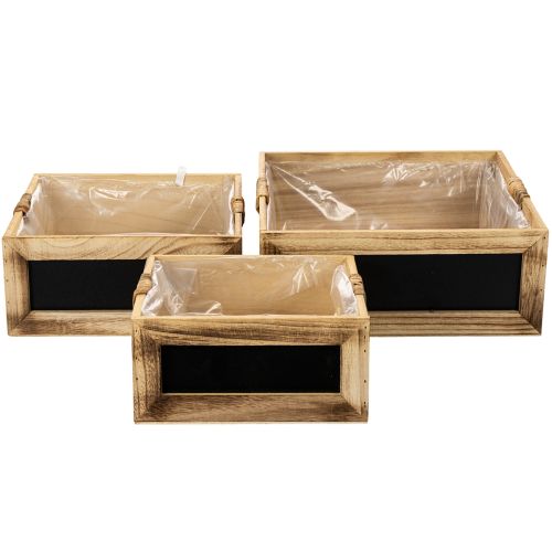 Caja de madera con pizarra y inserto, juego de 3 tamaños, 30 cm