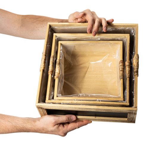 Caja de madera con pizarra y inserto, juego de 3 tamaños, 30 cm | Floristik24.es