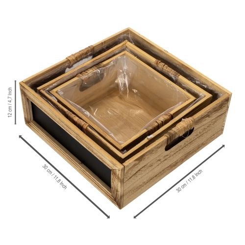 Caja de madera con pizarra y inserto, juego de 3 tamaños, 30 cm | Floristik24.es