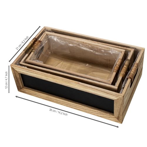 Caja de madera con pizarra para etiquetar, juego de 3, 36 cm | Floristik24.es