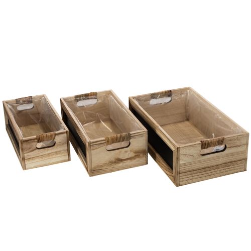 Caja de madera con pizarra para etiquetar, juego de 3, 36 cm | Floristik24.es