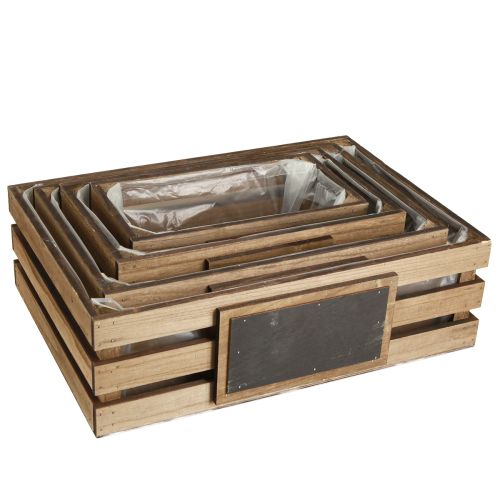 Artículo Caja de madera con caja de cartón para plantas 40/35/30/25 cm, juego de 4