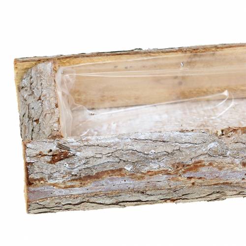 Artículo Macetero de madera blanca lavada 40cm x 15cm H6cm