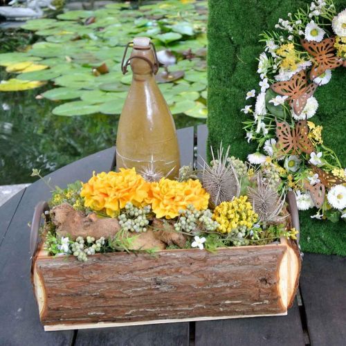 Floristik24 Caja de madera para plantar, macetero con asas, macetero con corteza 45,5 cm