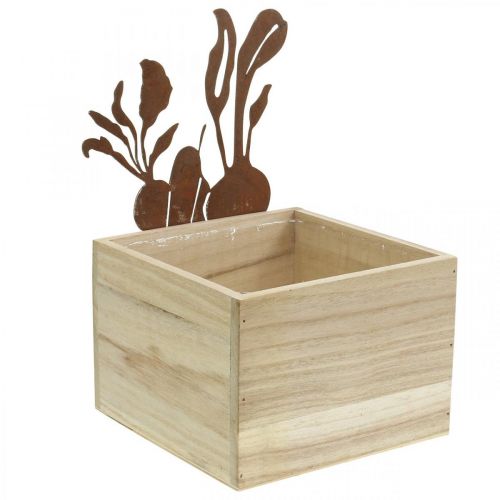 Artículo Macetero de madera con decoración de óxido macetero vegetal 17×17×12cm