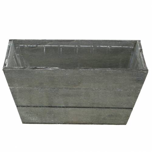 Floristik24 Macetero de madera gris lavado 20x12cm H10cm