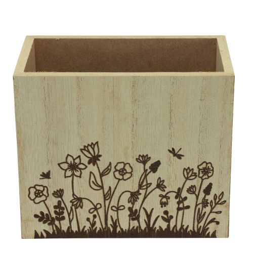 Floristik24 Caja de madera portalápices organizador de escritorio natural 14×8×12cm