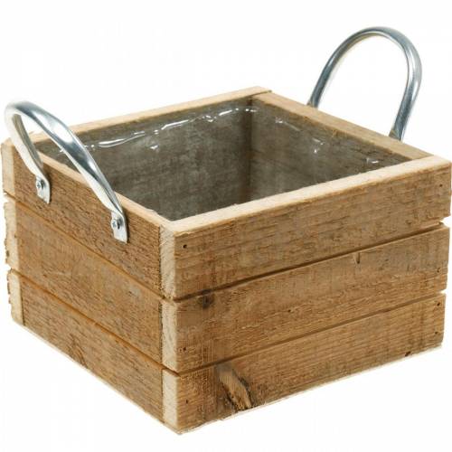 Floristik24 Jardinera caja de madera con asas natural 16,5×16,5cm