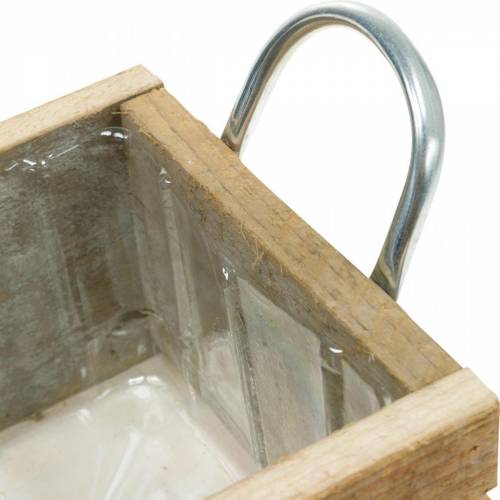 Artículo Jardinera caja de madera con asas natural 16,5×16,5cm