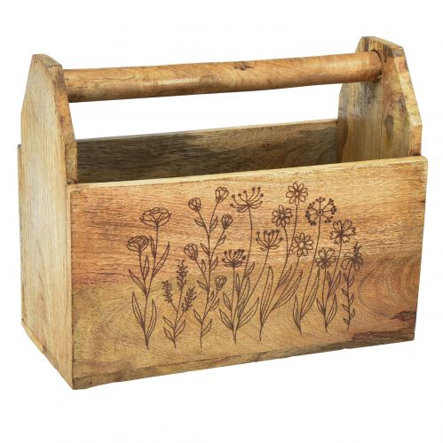 Caja de madera con asa caja de herramientas madera 30x15x24cm