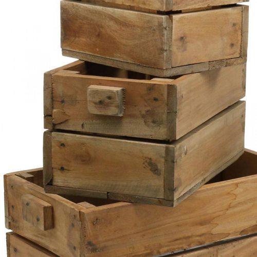 Floristik24 Caja de madera, jardinera, jardinera, juego de jardineras natural L45 / 36 / 27cm H20.5 / 18 / 17cm juego de 3