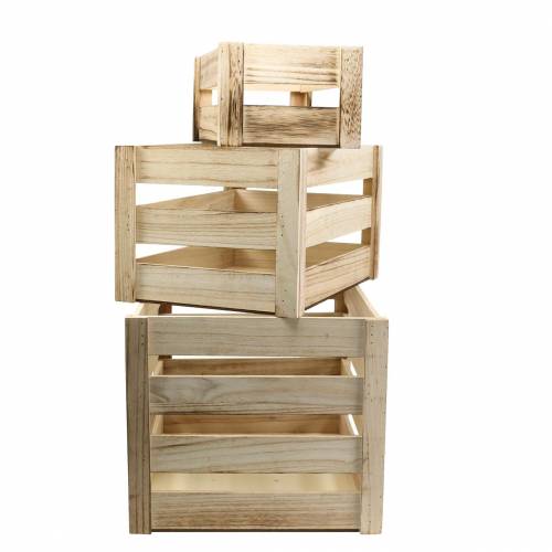 Floristik24 Caja de madera marrón natural 43,5cm / 37,7cm / 31,8cm juego de 3