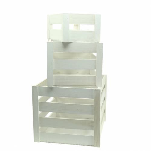 Floristik24 Caja de madera blanca 43,5cm / 37,7cm / 31,8cm juego de 3