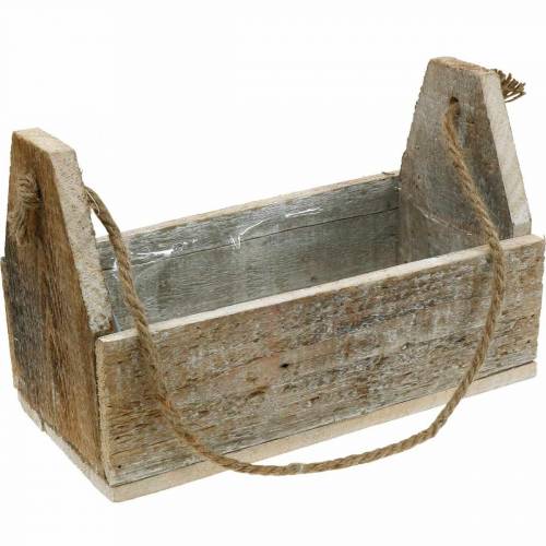 Floristik24 Caja de madera para plantar, caja de herramientas, caja de plantas con asa, decoración de madera 30cm