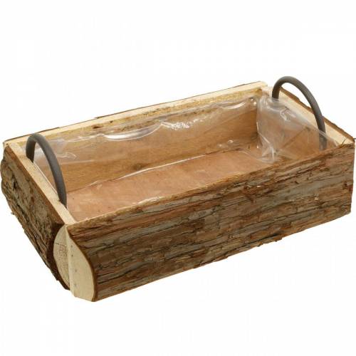 Floristik24 Caja de madera para plantar, macetero con asas, macetero con corteza 45,5 cm