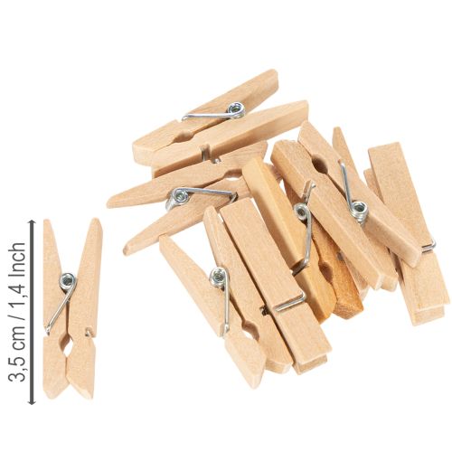 Artículo Mini pinzas de madera decorativas de 3,5 cm, 50 unidades.