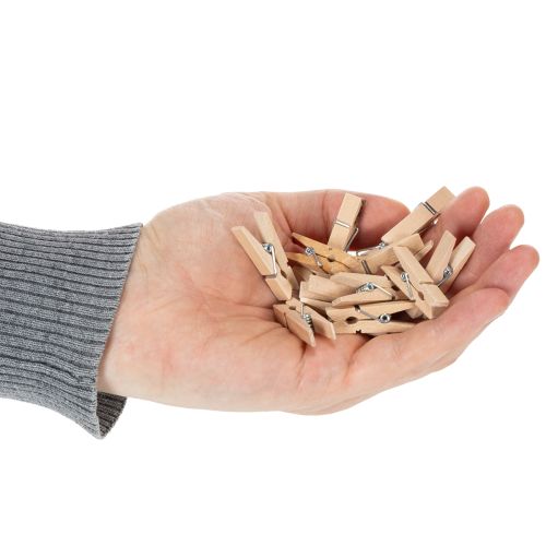 Artículo Mini pinzas de madera decorativas de 3,5 cm, 50 unidades.