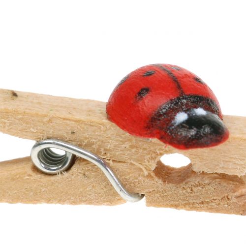 Artículo Clips decorativos de madera mariquitas 2,5cm 180uds