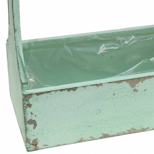 Artículo Cesta para plantas caja de herramientas con mango de yute verde aspecto usado 28x12x24cm 1ud