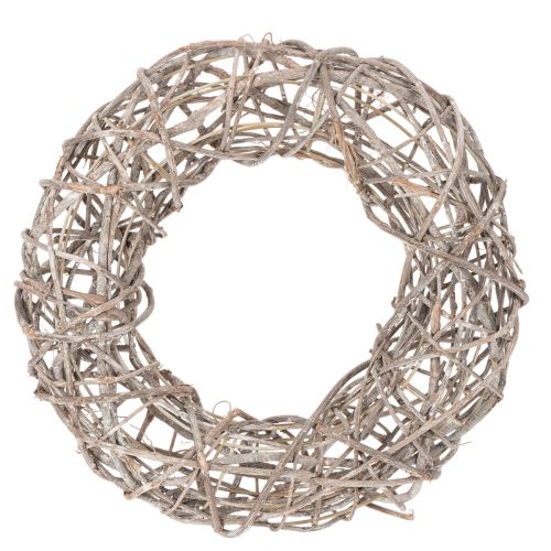 Corona de madera, corona decorativa, blanco natural, Ø30cm, H9.5cm comprar | Floristik24.es