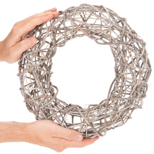 Corona de madera, corona decorativa, blanco natural, Ø30cm, H9.5cm | Floristik24.es